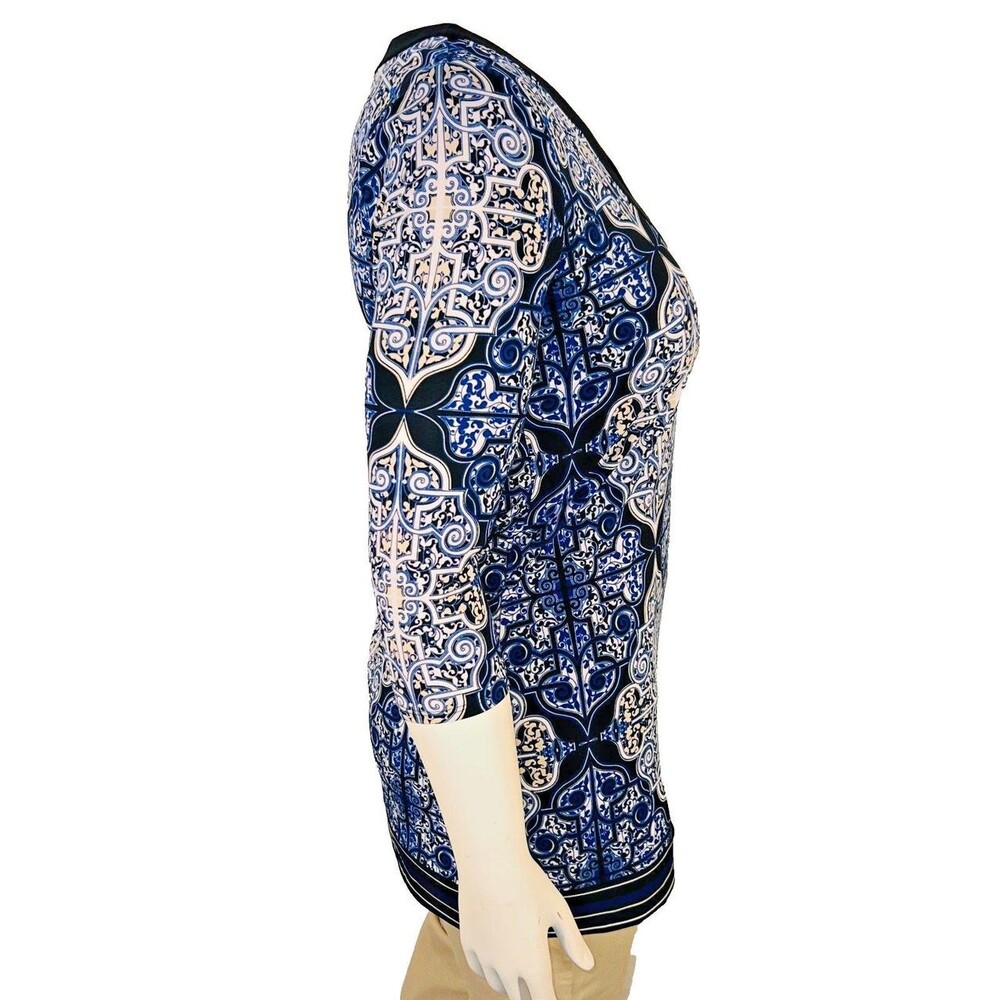 White House Black Market Women's Black and Blue Blouse - Picture 4 of 8